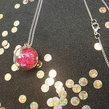 Load image into Gallery viewer, Glass ball pendant necklaces filled with star shaped glitter available in a variety of colours with either holographic or iridescent star shaped glitter