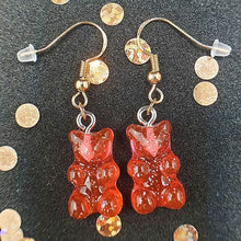 Load image into Gallery viewer, Gummy bear dangly earrings with silver glitter available in a variety of colours
